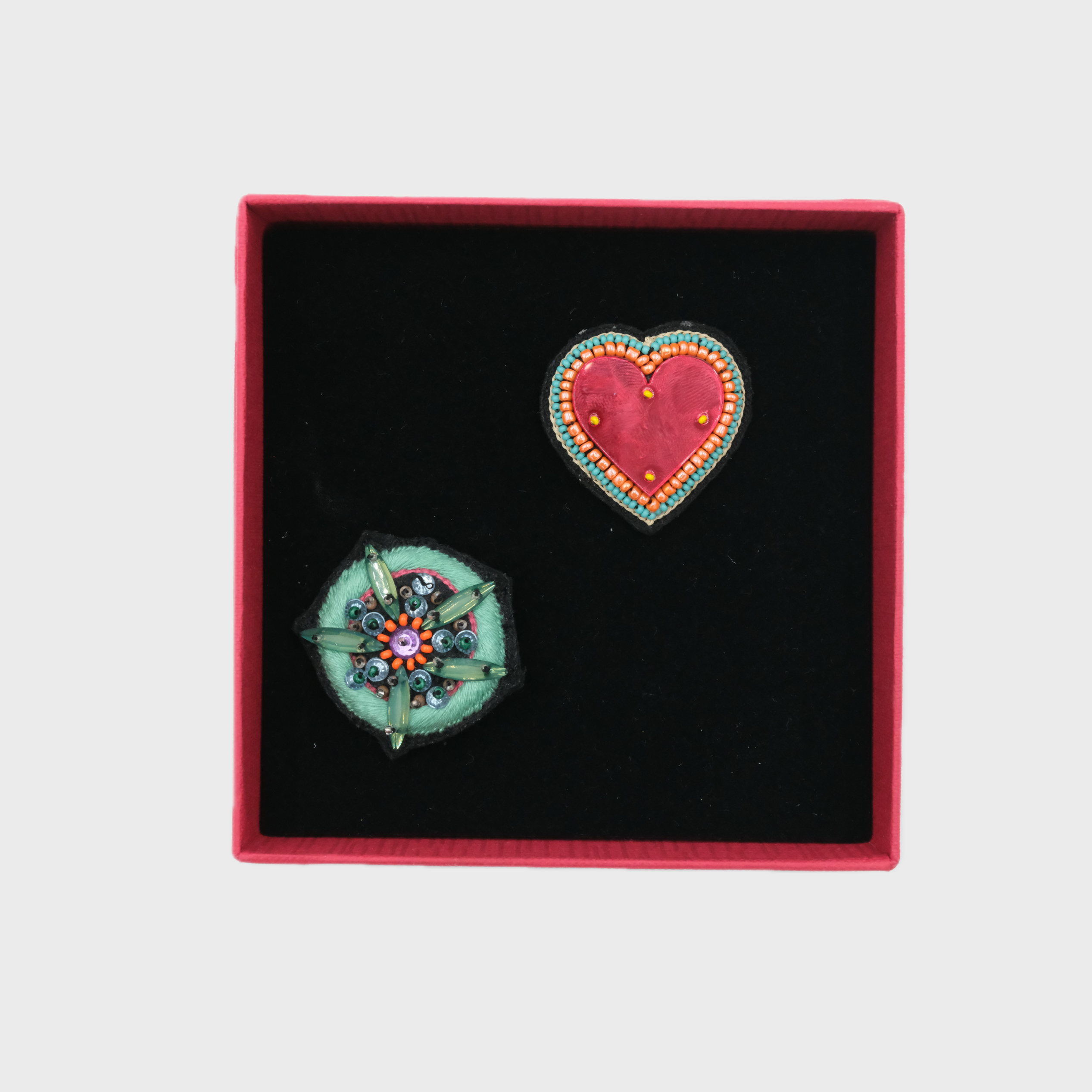 LARGE FLOWER and HEART Brooches
