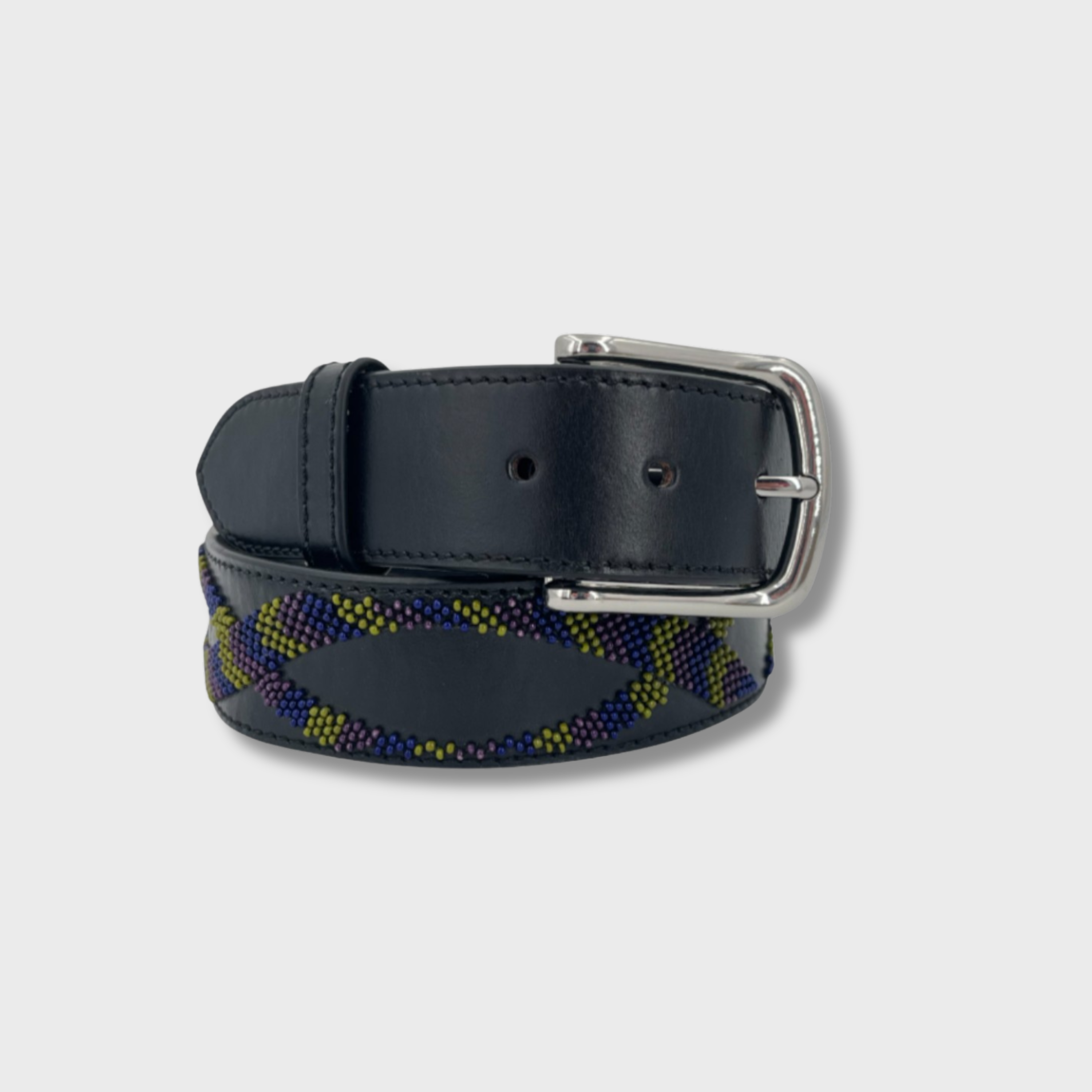 Black Snake belt in leather with silver buckle — MY BOB
