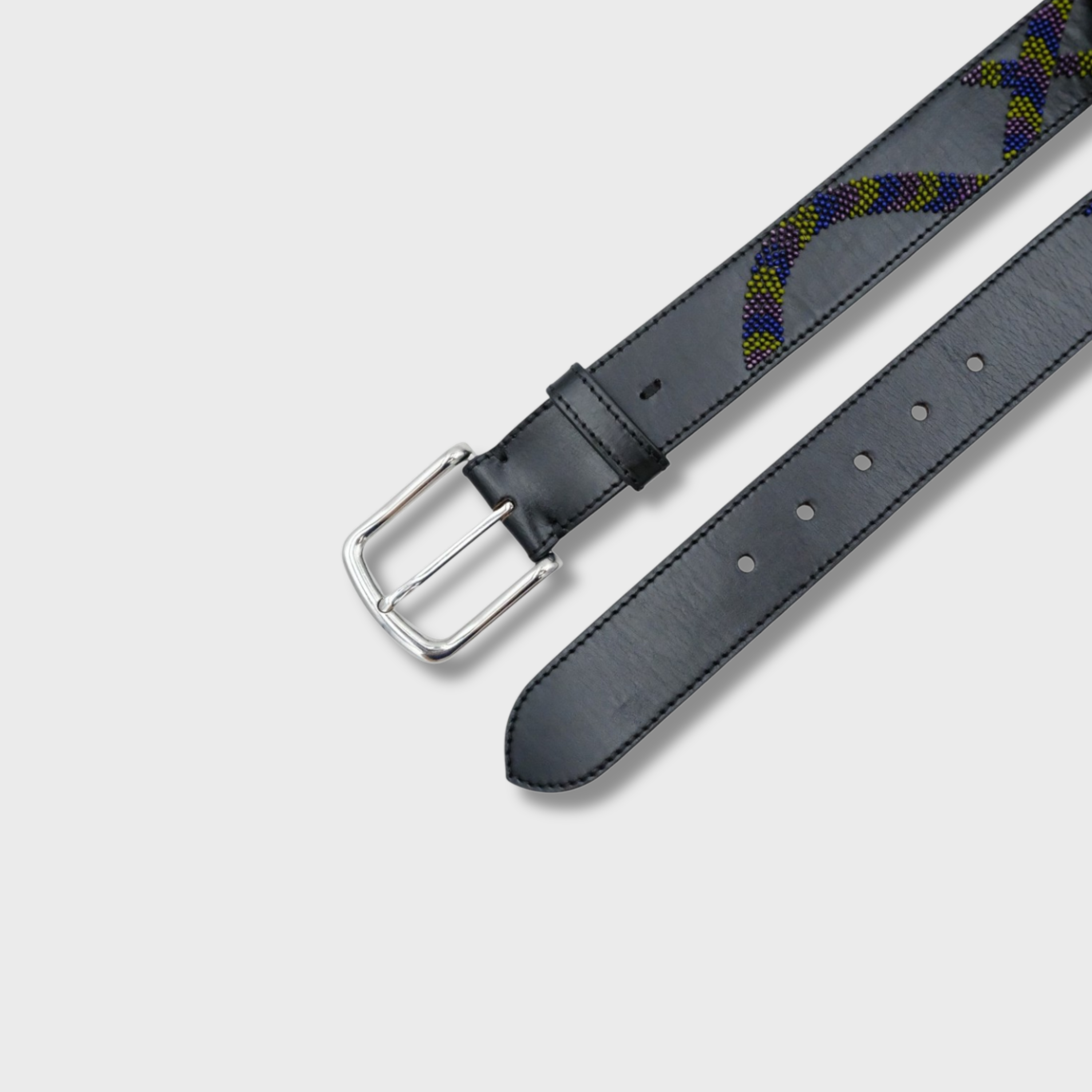 Close-up of the Black Snake belt showing leather detail