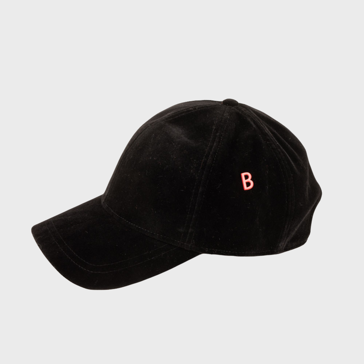 A black velvet baseball cap.