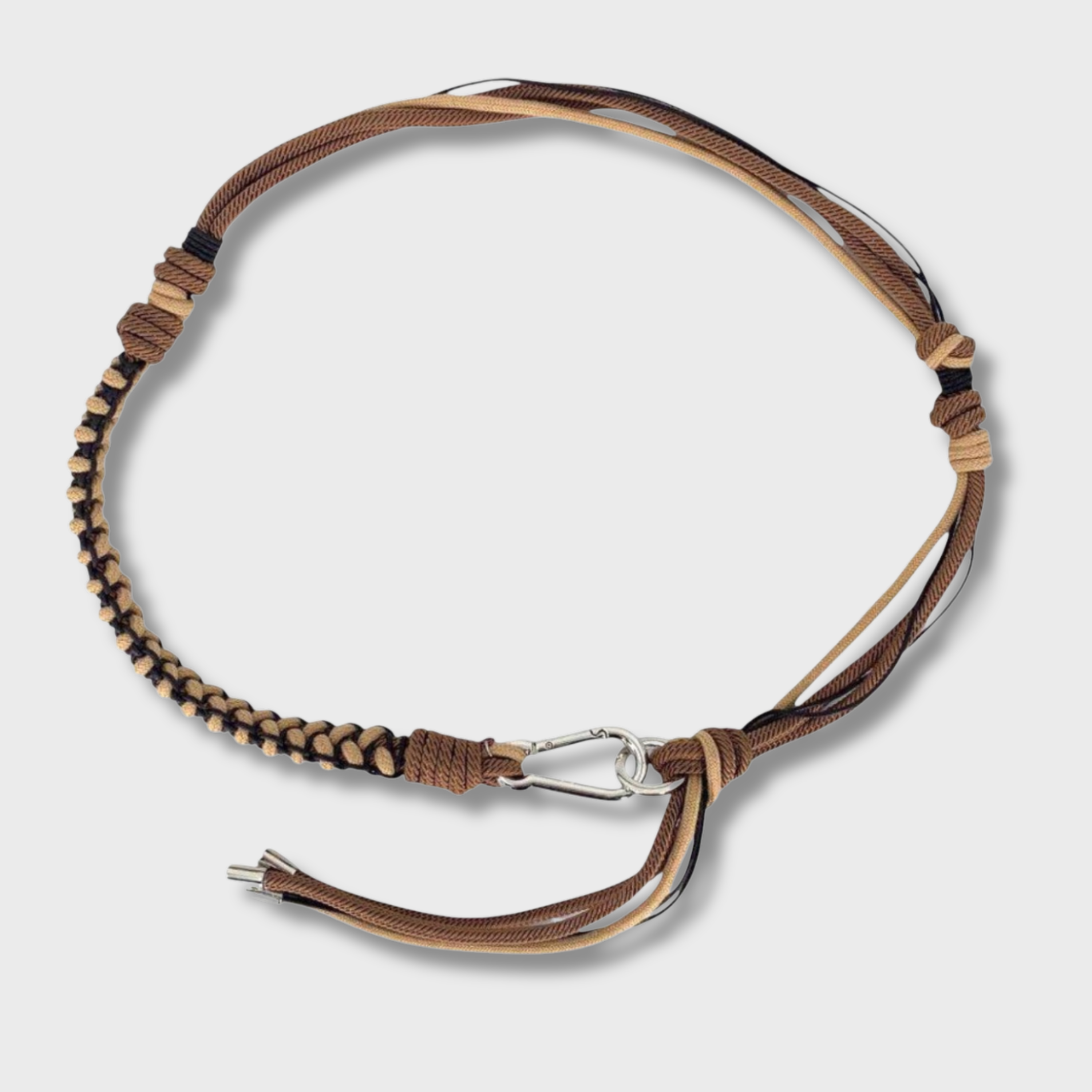 Beige Mix Gouriz belt in handmade macramé with silver clasp — MY BOB