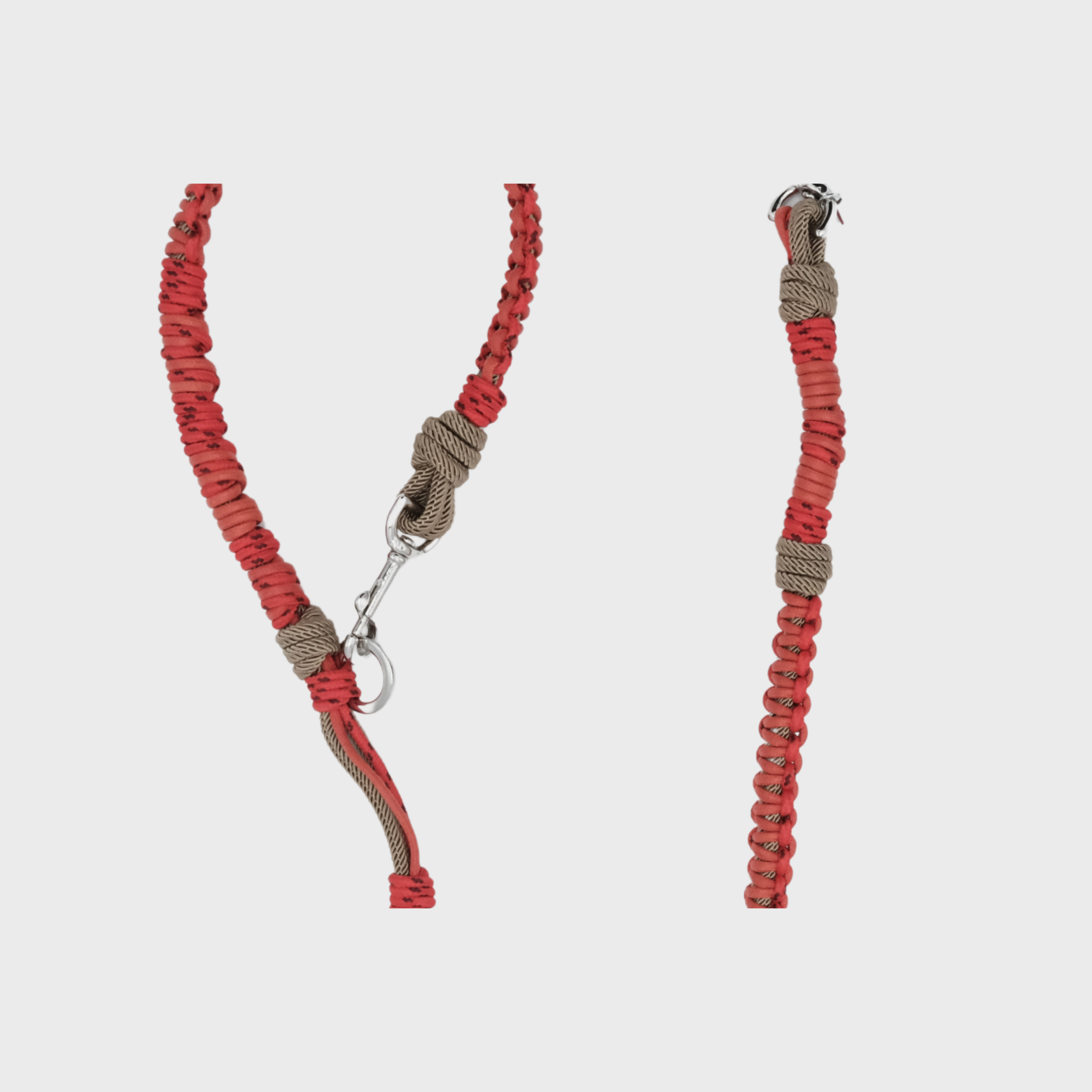 Close up of the red and light brown Tarzan dog leash