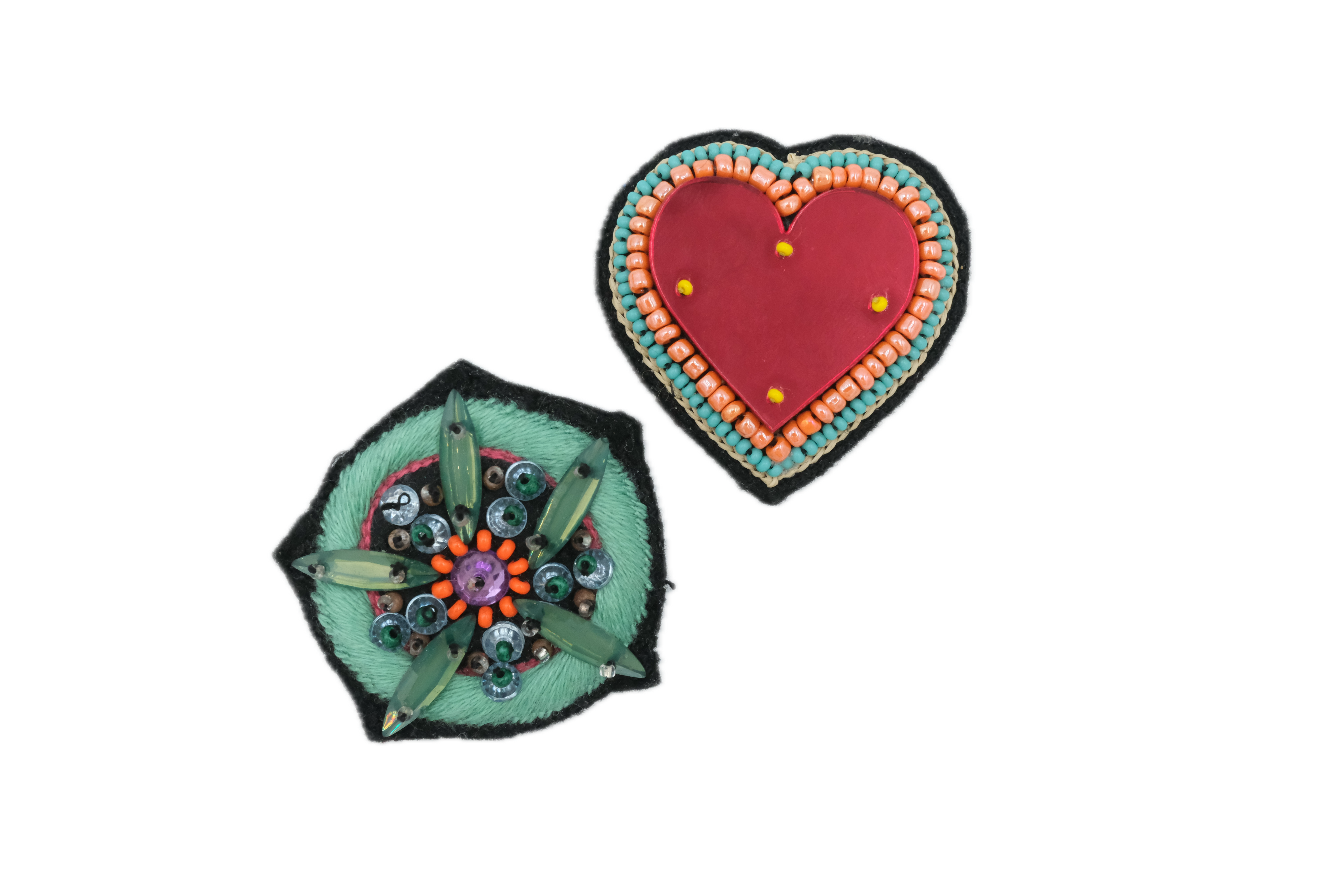 LARGE FLOWER and HEART Brooches