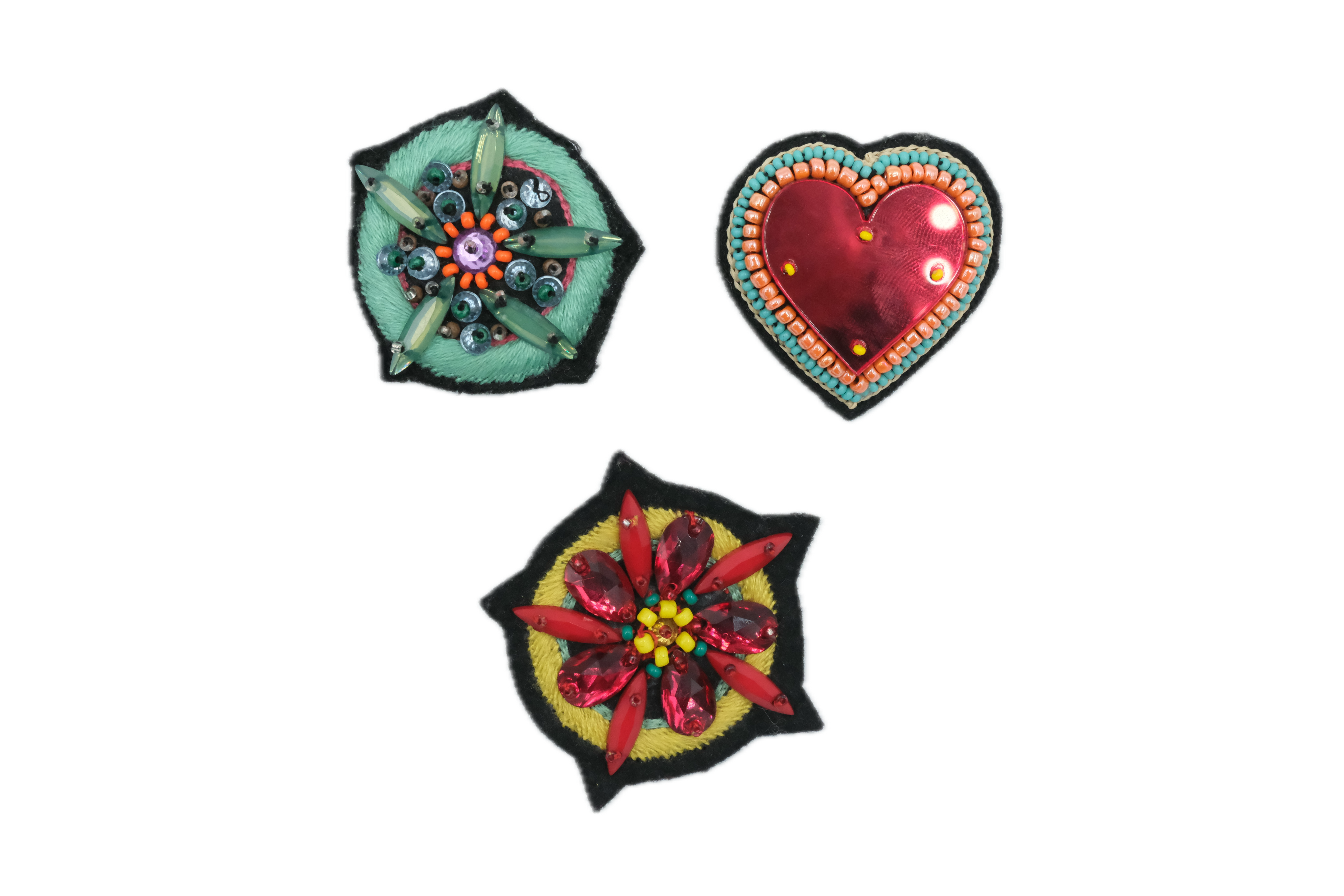 LARGE FLOWER and HEART Brooches