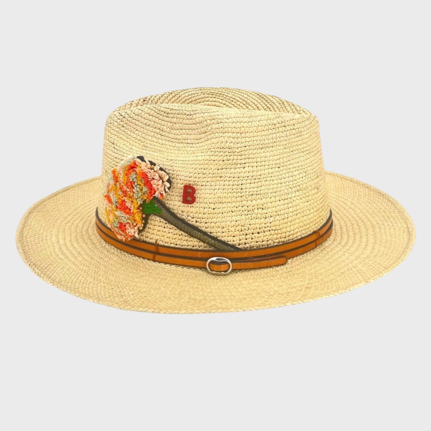 TUILERIES - straw w/leather & Carnation
