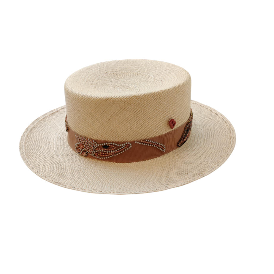 Canotier w/ embroidered ribbon