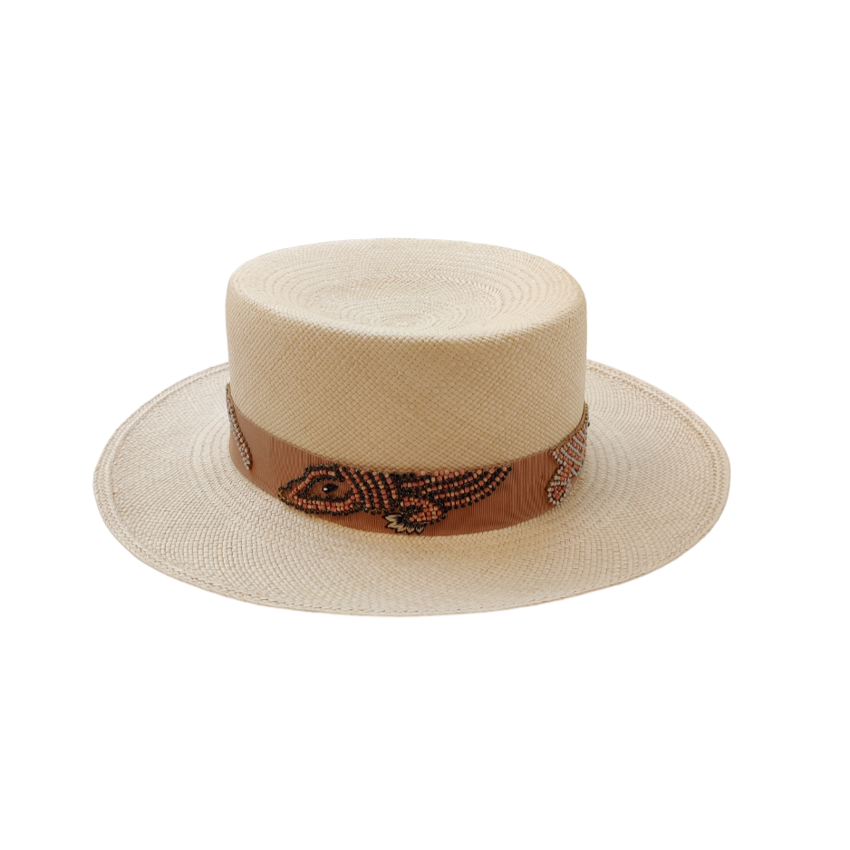 Canotier w/ embroidered ribbon
