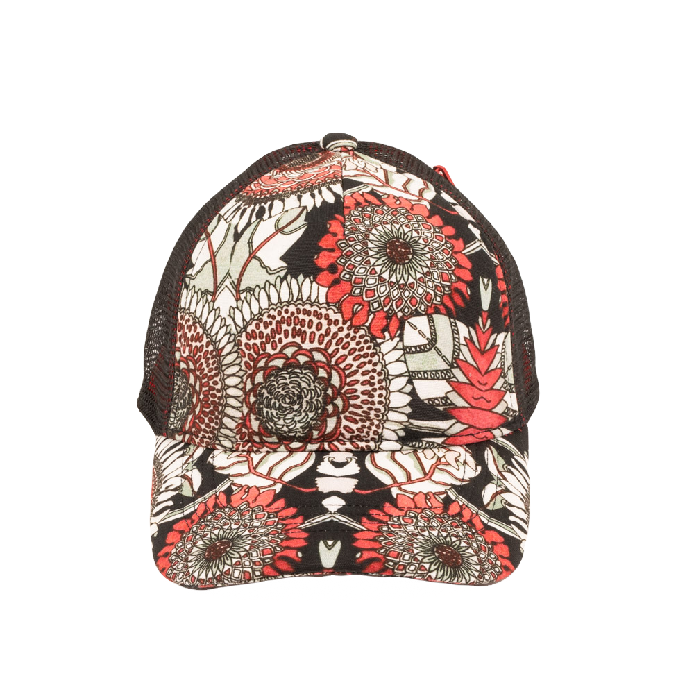 RAPPER Cotton Sun Flowers Reds & Black