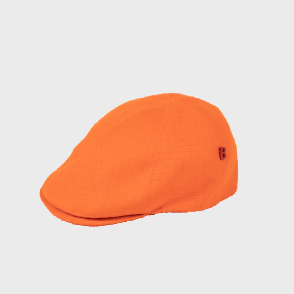 Orange flat cap on a light gray background