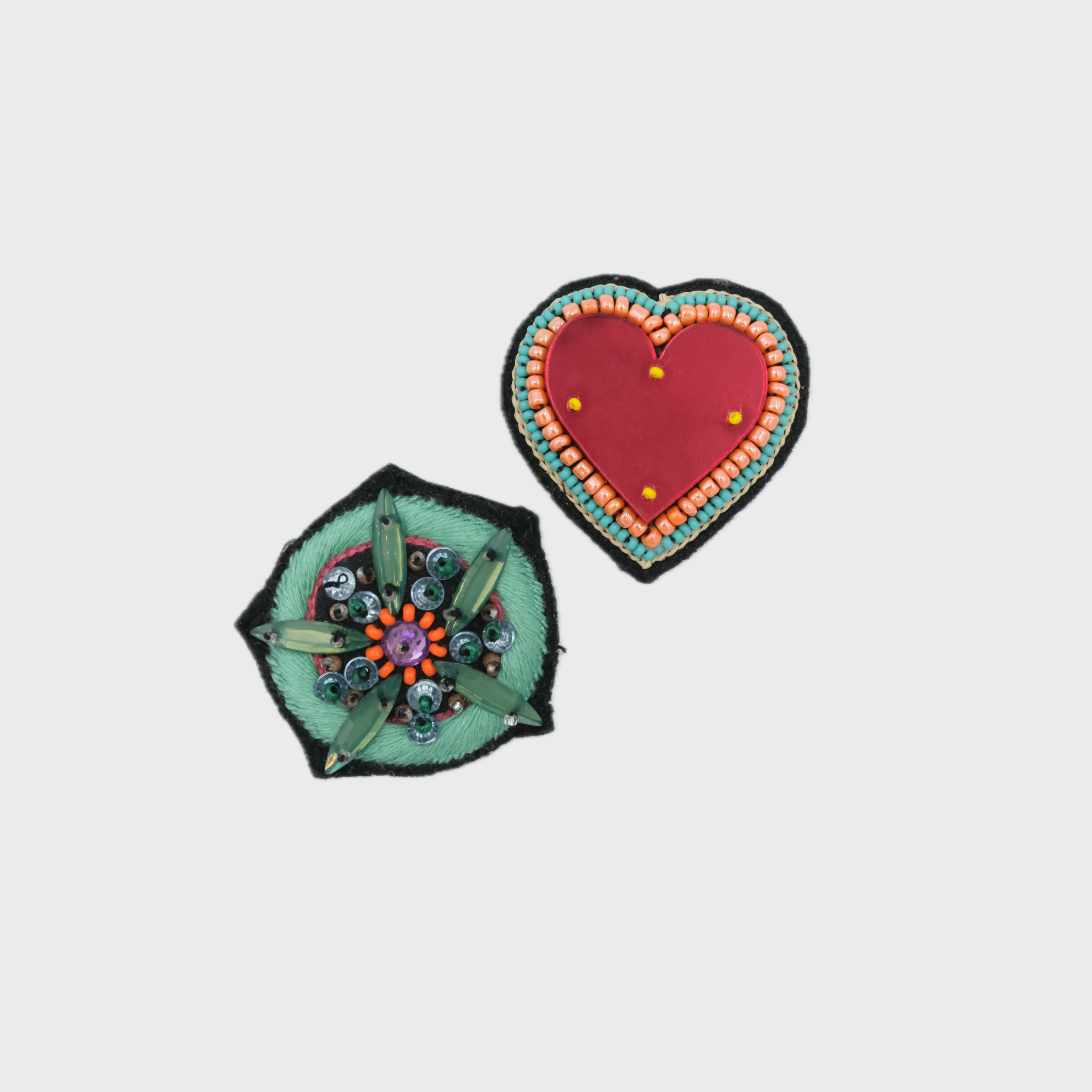 LARGE FLOWER and HEART Brooches