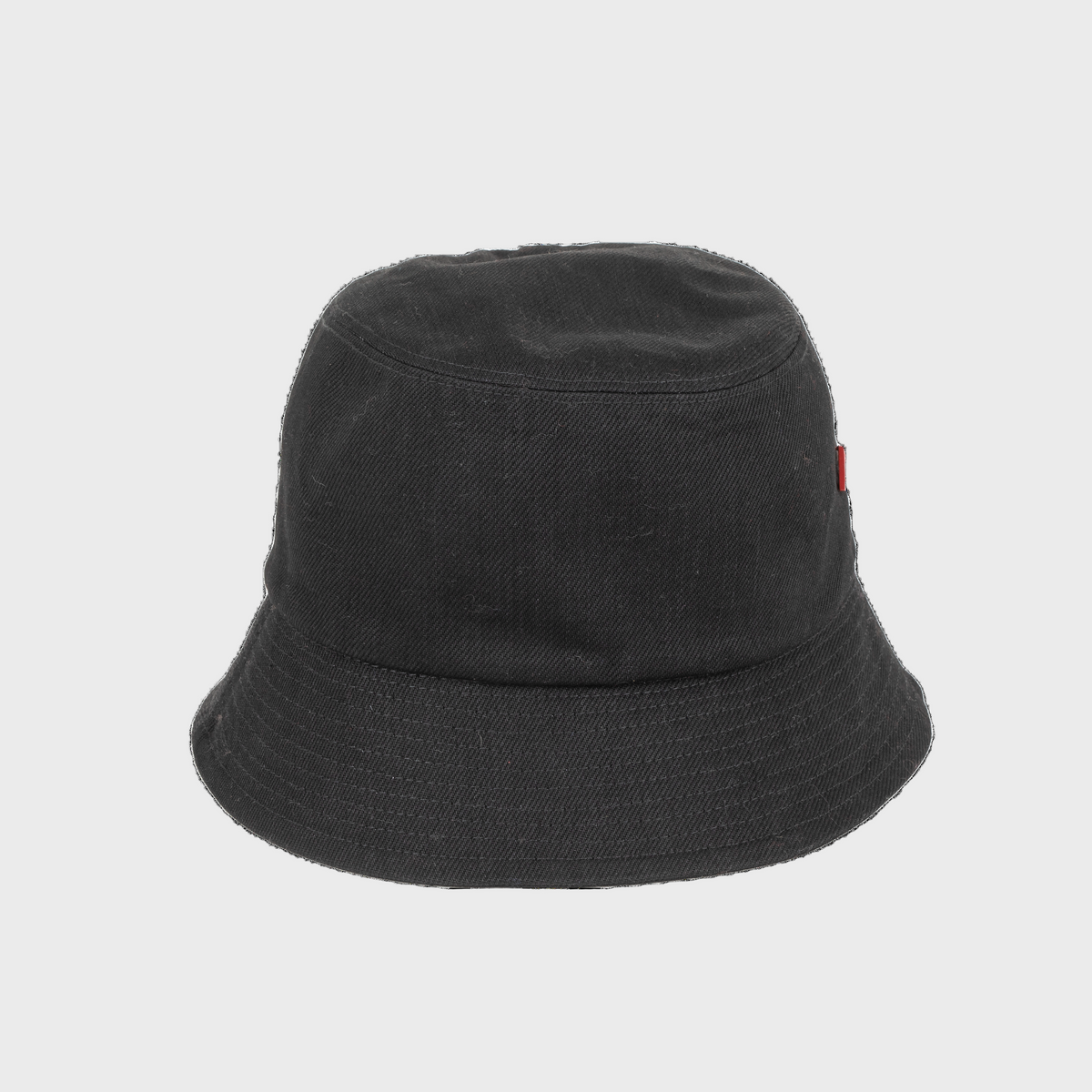 Black cotton bucket hat on a white background