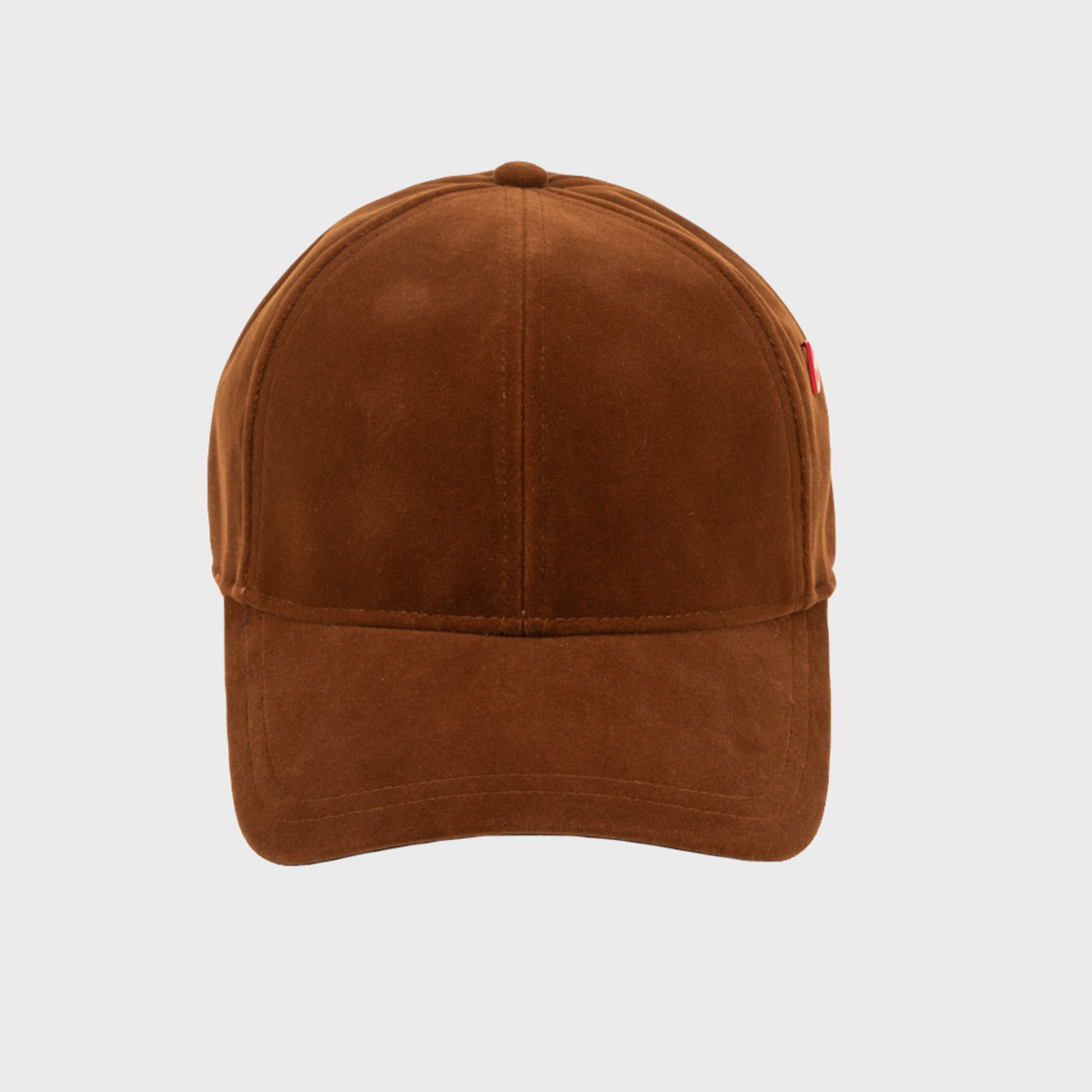 Brown velvet baseball cap front. 