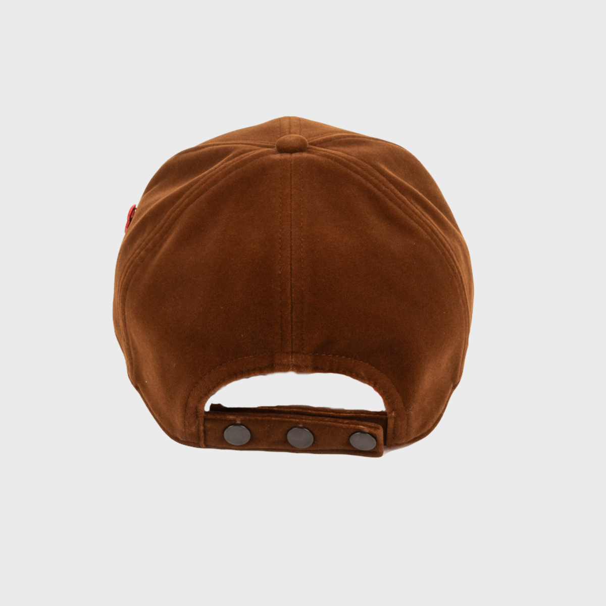 Brown velvet baseball cap back