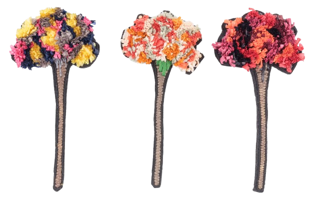 Three Carnation Flower brooch side by side. 