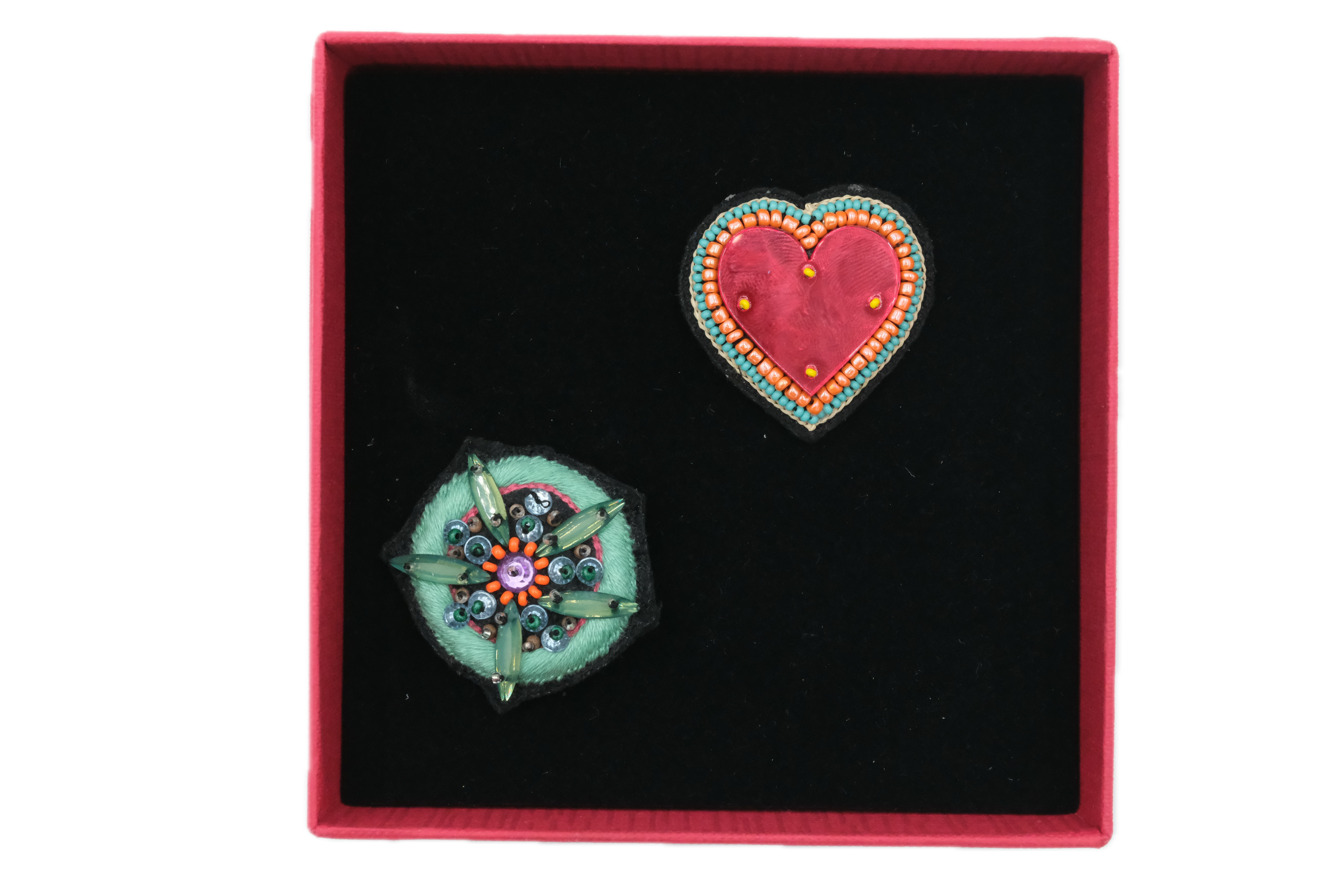 LARGE FLOWER and HEART Brooches