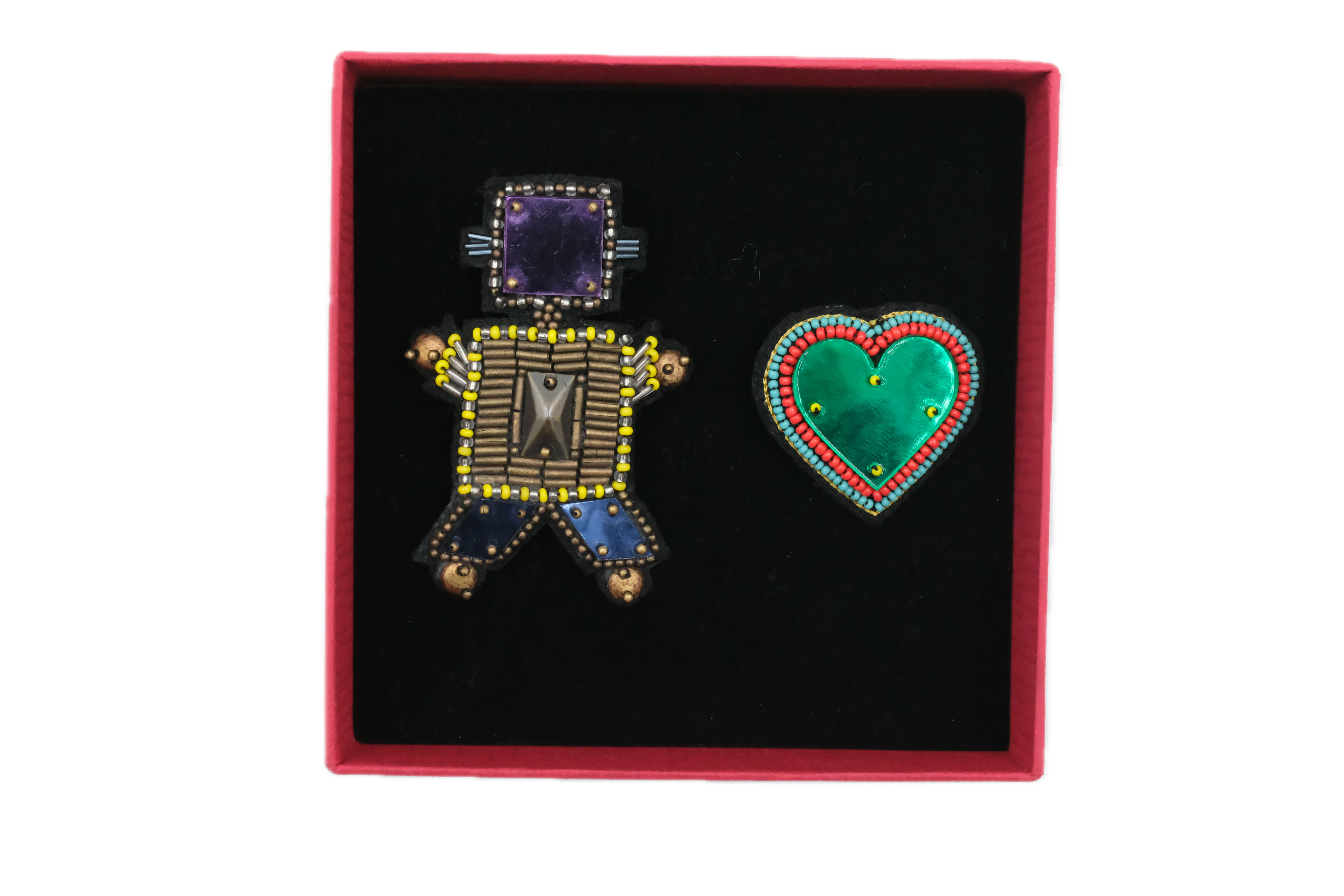 ROBOT and HEART Brooches