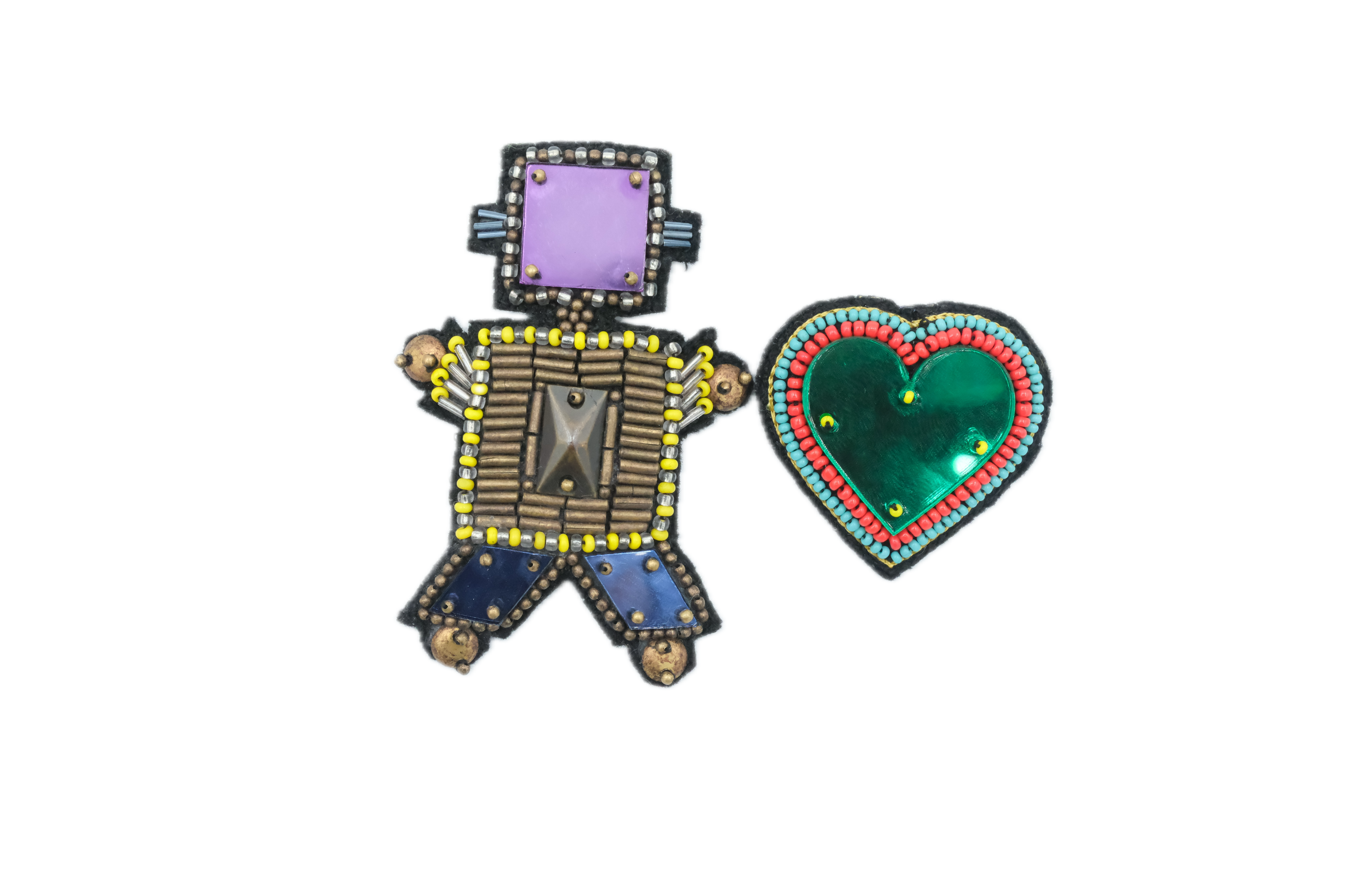 ROBOT and HEART Brooches