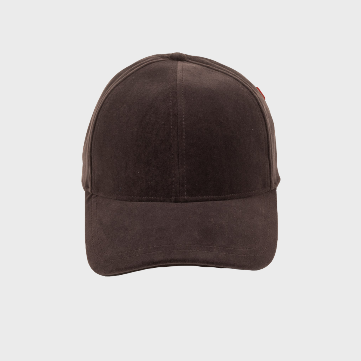 Dark brown velvet baseball cap front