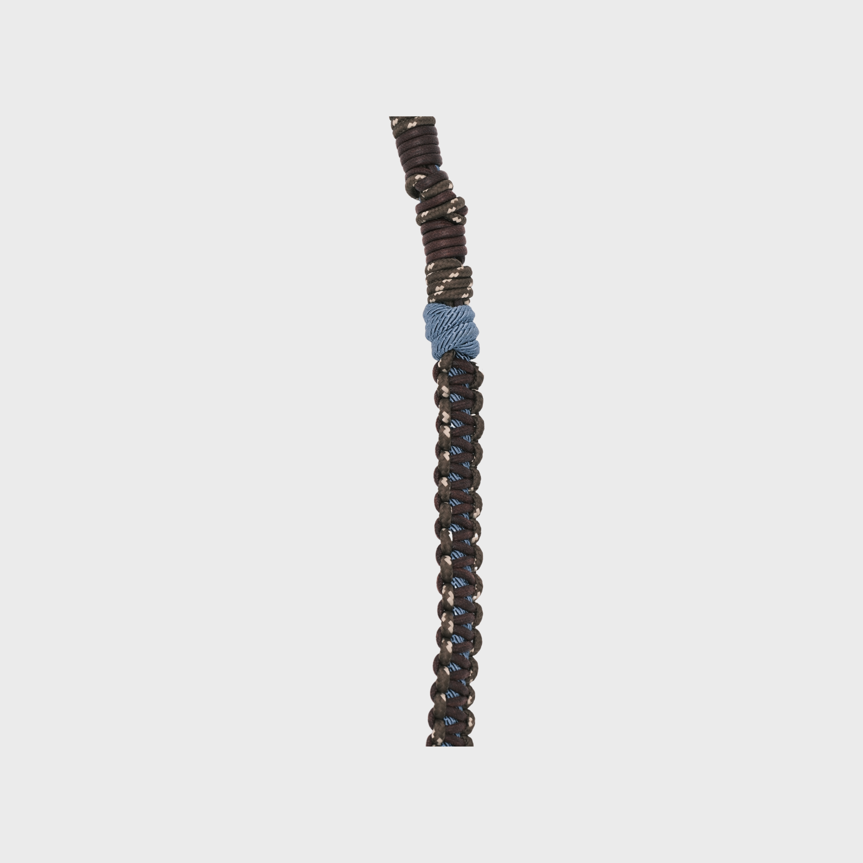 Detail of the blue and dark brown Tarzan dog leash