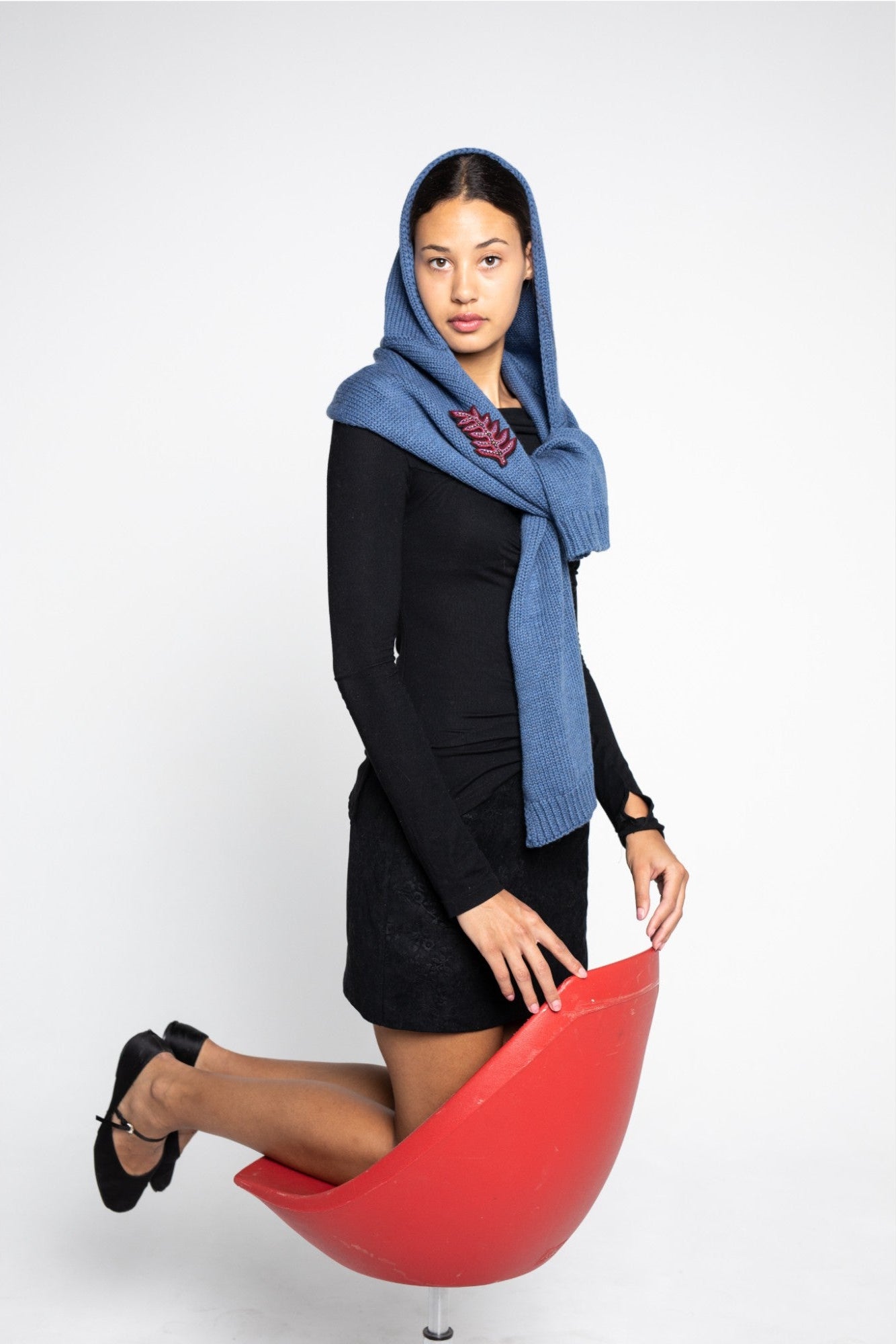 Hat Scarf Knitted Wool Off-White