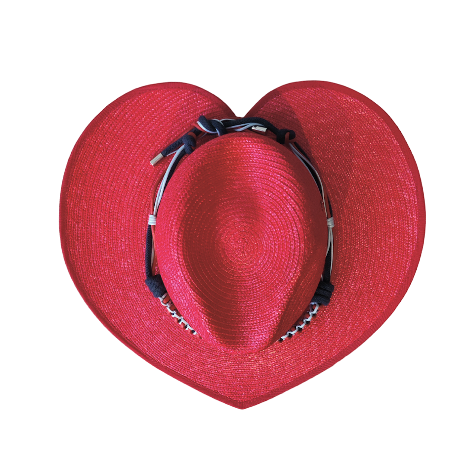 LOVE HAT - Milan Straw Red w/Macramé Hatband