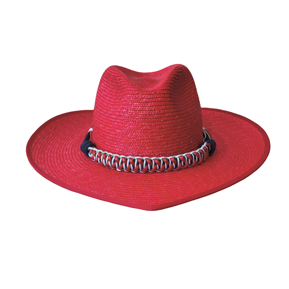 LOVE HAT - Milan Straw Red w/Macramé Hatband