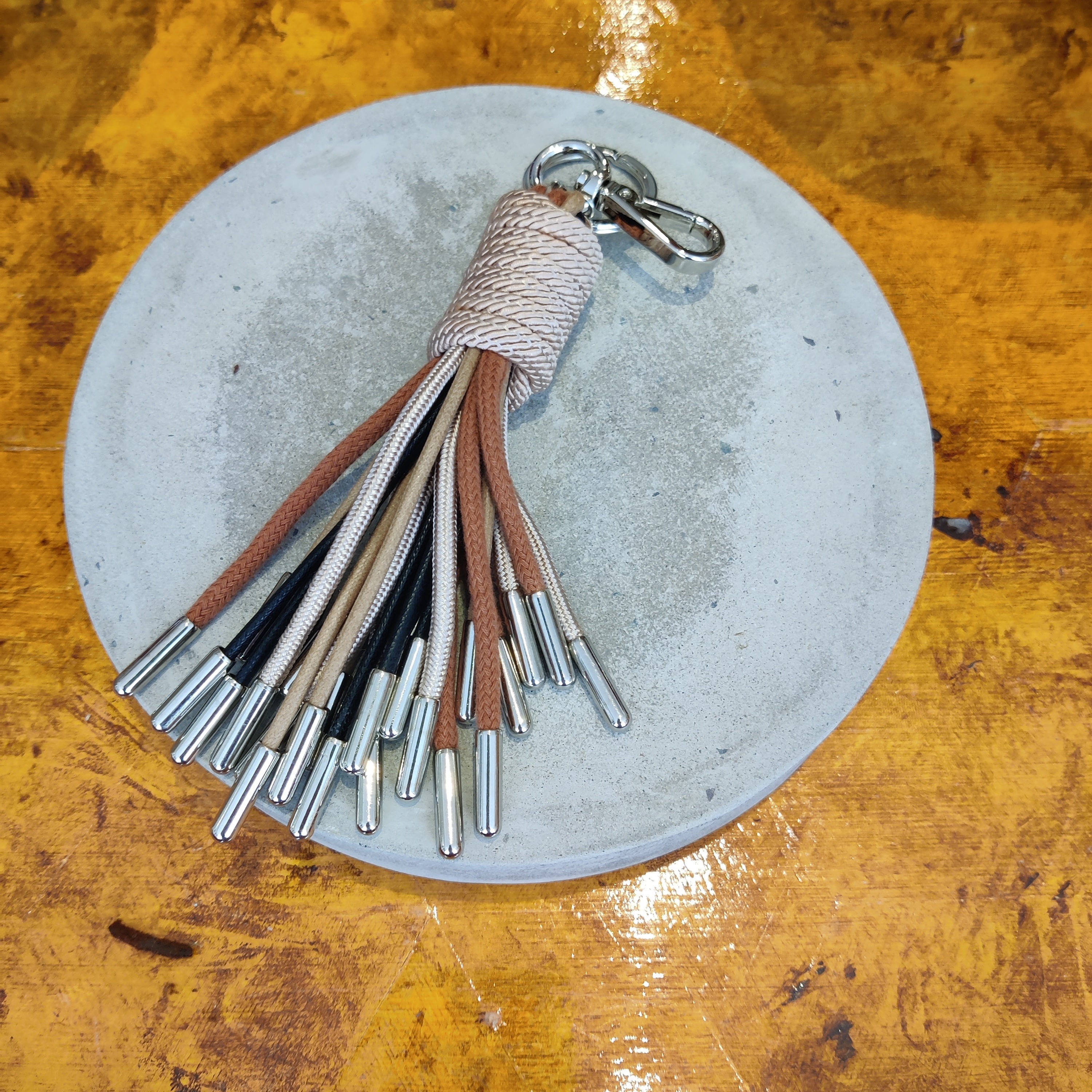 Keychain on a brown table