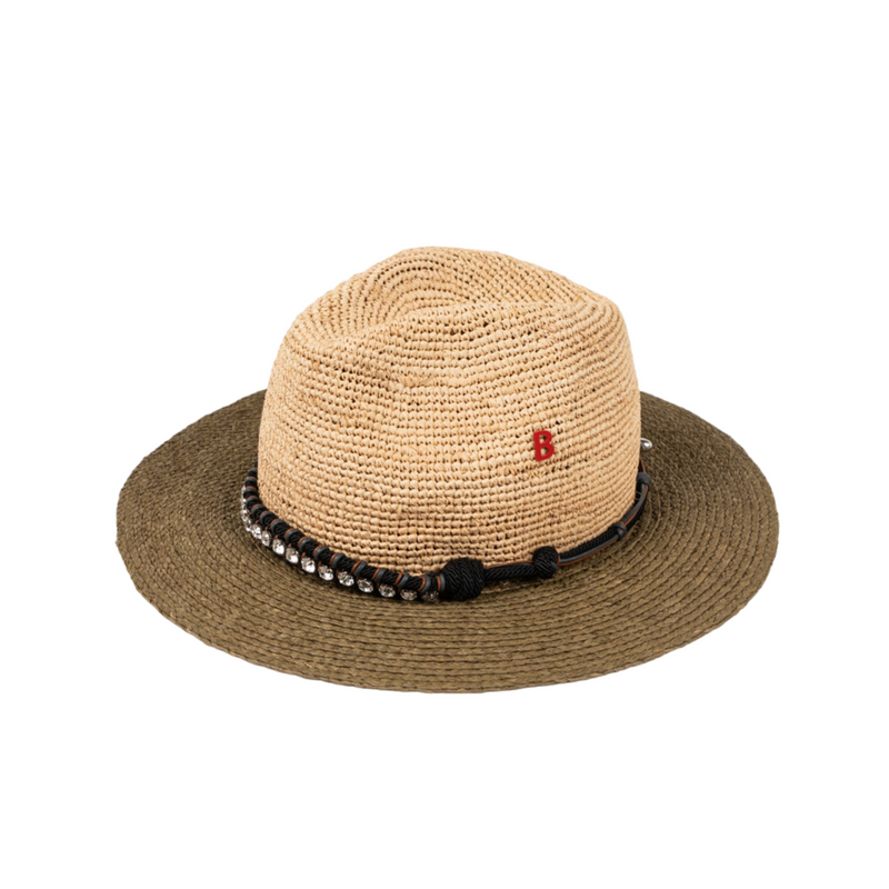TUILERIES raffia - bi weave Natural&Olive w/Macramé mix