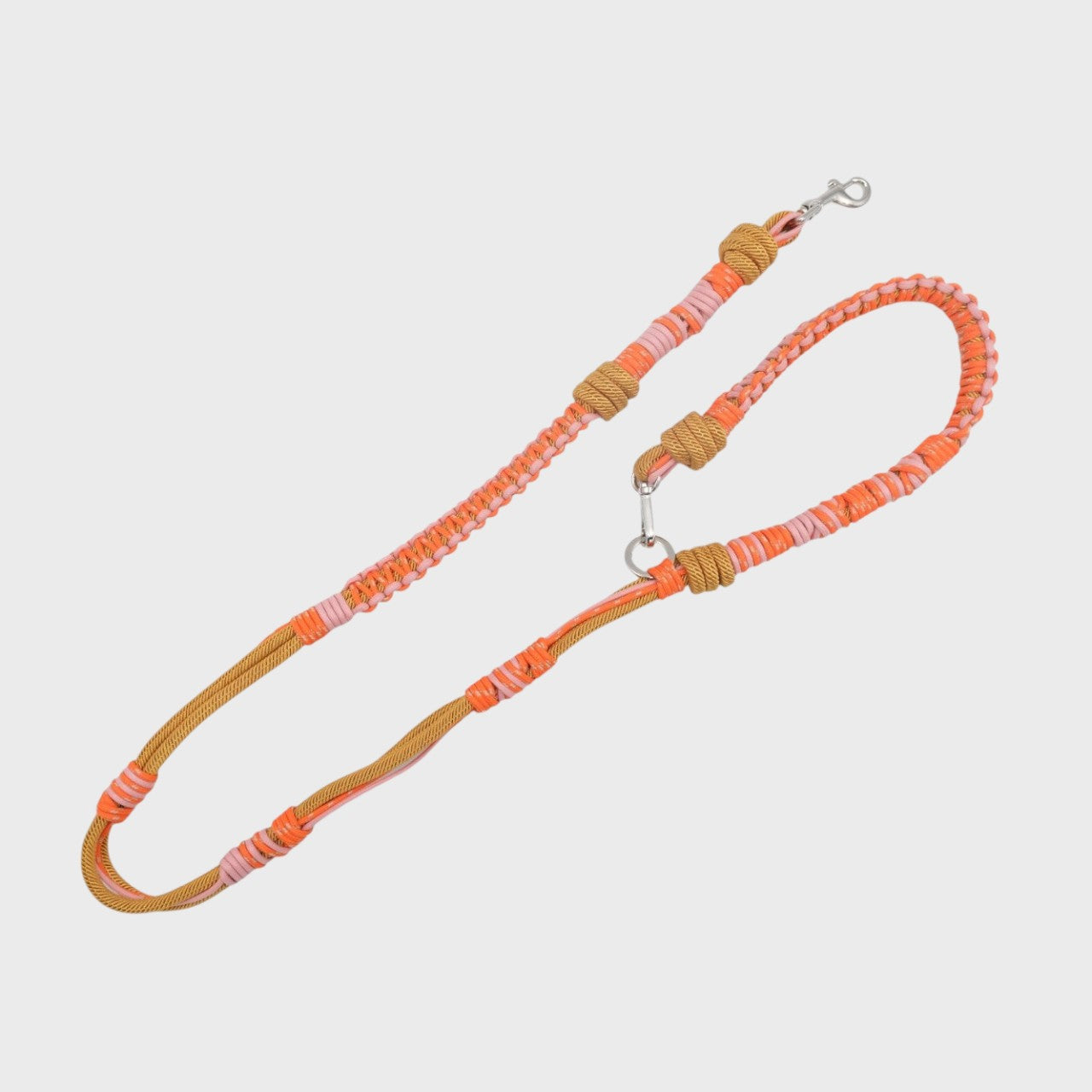 Pink and orange Tarzan Dog Leash presented horizontally