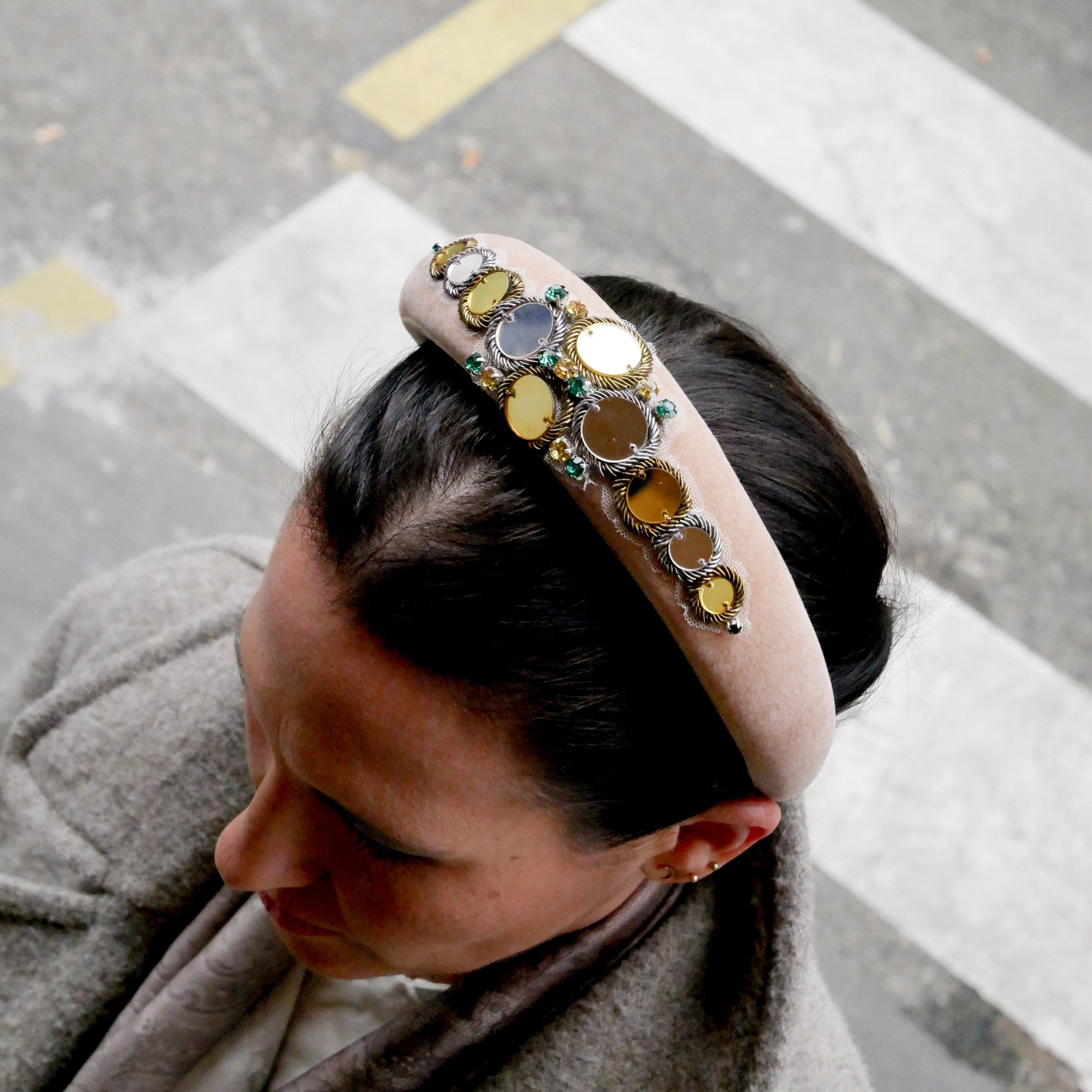 HEADBAND Velvet Black with TIARA