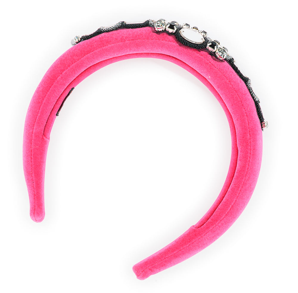 HEADBAND Velvet Pink with TIARA