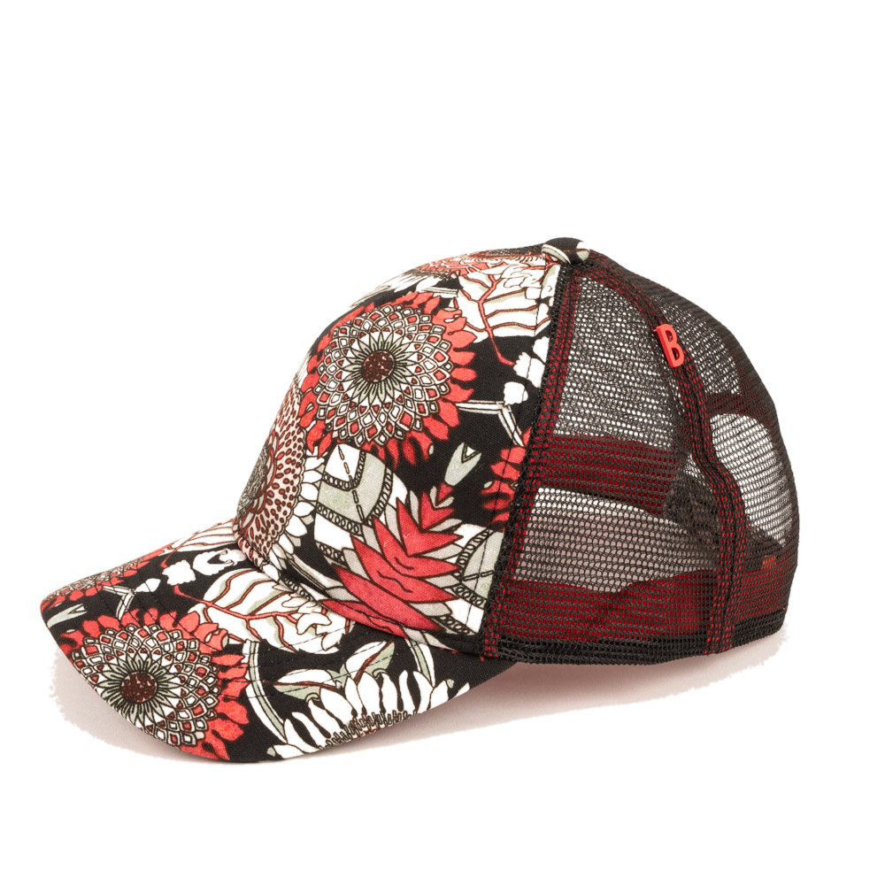 RAPPER Cotton Sun Flowers Reds & Black