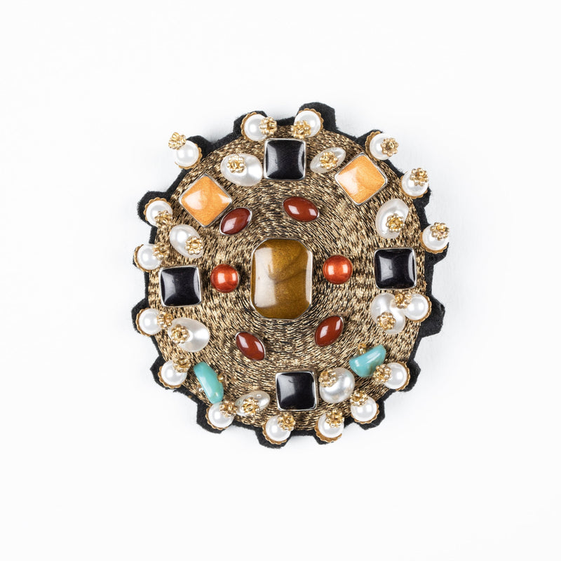 YOURTE Brooch Gold with Stones