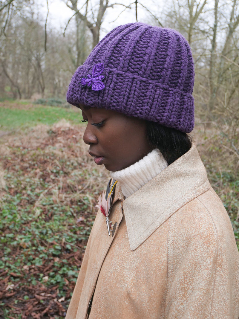 AGO BONNET Hand Knitted Virgin Wool with FLY